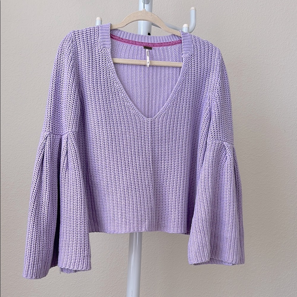 Lavender Knit V-Neck Sweater